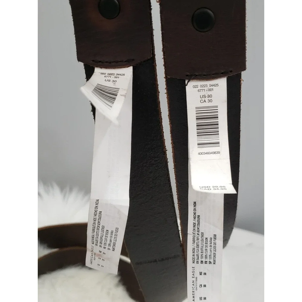 NEW LOT 2 SIZE 30 American Eagle Outfitters Mens Brown Leather Belt y2k surfer